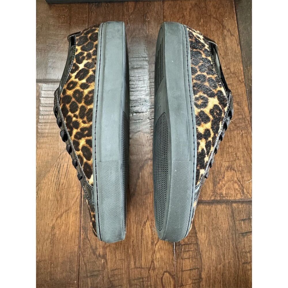 The Kooples Unisex Leo Poulain Leather Leopard Sneakers Size 9-9.5 Mob Wife - Picture 7 of 11